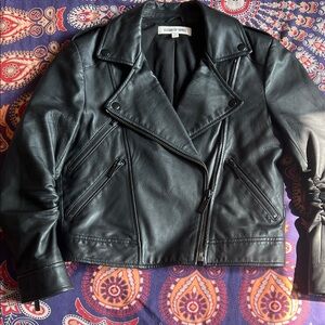 Elizabeth and James Black Leather Biker Jacket
